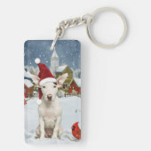 Bull Terrier Hond Winter Wonderland Kerstvreugde Sleutelhanger (achterkant)