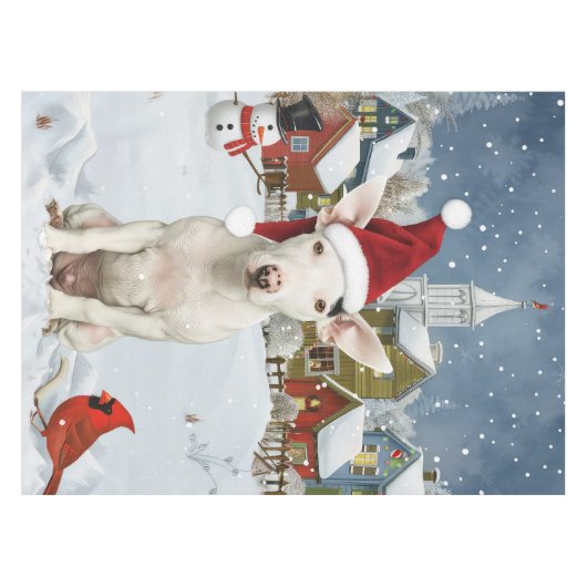 Bull Terrier Hond Winter Wonderland Kerstvreugde Tafelkleed (Voorkant (Horizontaal))