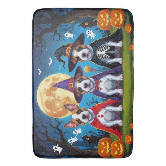 Bull Terrier Honden Pompoen Halloween Grappig Badmat (Voorkant Verticaal)