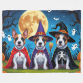 Bull Terrier Honden Pompoen Halloween Grappig Fleece Deken (Voorkant (Horizontaal))