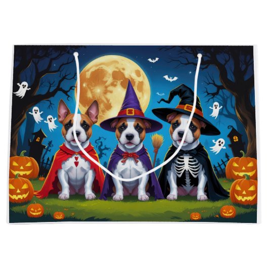 Bull Terrier Honden Pompoen Halloween Grappig Groot Cadeauzakje (Voorkant)