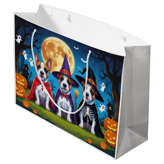 Bull Terrier Honden Pompoen Halloween Grappig Groot Cadeauzakje (Achterkant Gekanteld)