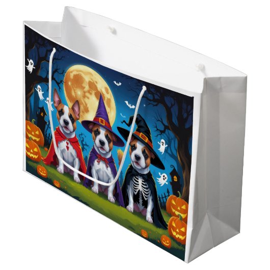Bull Terrier Honden Pompoen Halloween Grappig Groot Cadeauzakje (Voorkant Gekanteld)