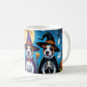 Bull Terrier Honden Pompoen Halloween Grappig Koffiemok (Voorkant rechts)