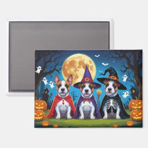 Bull Terrier Honden Pompoen Halloween Grappig Magneet