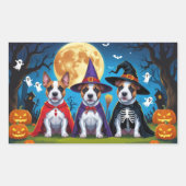Bull Terrier Honden Pompoen Halloween Grappig Rechthoekige Sticker (Voorkant)