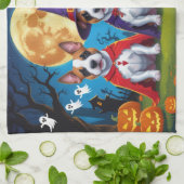 Bull Terrier Honden Pompoen Halloween Grappig Theedoek (Gevouwen)