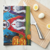 Bull Terrier Honden Pompoen Halloween Grappig Theedoek (Quarter Fold)