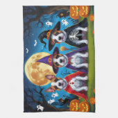 Bull Terrier Honden Pompoen Halloween Grappig Theedoek (Verticaal)