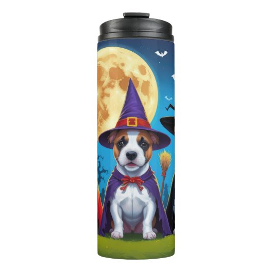 Bull Terrier Honden Pompoen Halloween Grappig Thermosbeker (Voorkant)