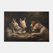 Bull Terrier Honden Spelen Poker Art Deurmat (Voorkant)