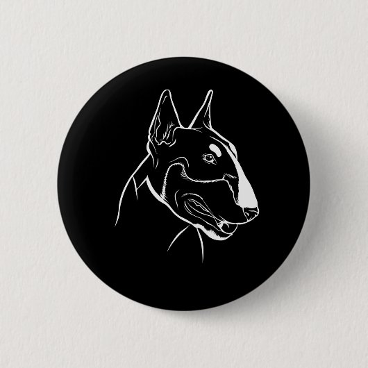 Bull Terrier Hondenkop Ronde Button 5,7 Cm (Voorkant)