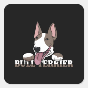 Bull Terrier Hondenliefhebber Dogs Cool Funny Gift Vierkante Sticker