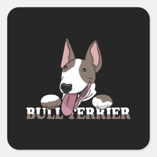 Bull Terrier Hondenliefhebber Dogs Cool Funny Gift Vierkante Sticker (Voorkant)