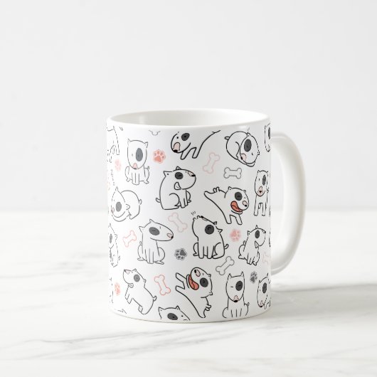 Bull Terrier Hondenliefhebber Naadloos patroonpatr Koffiemok (Voorkant rechts)