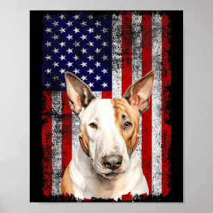 Bull Terrier hondenliefhebber vlag 4 juli patriott Poster