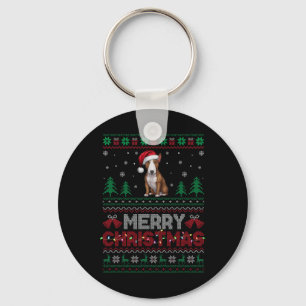 Bull Terrier Hondenliefhebbers Santa Hat Kerstboom Sleutelhanger