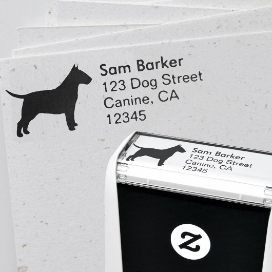 Bull Terrier Hondenras Silhouette Return-adres Zelfinktende Stempel