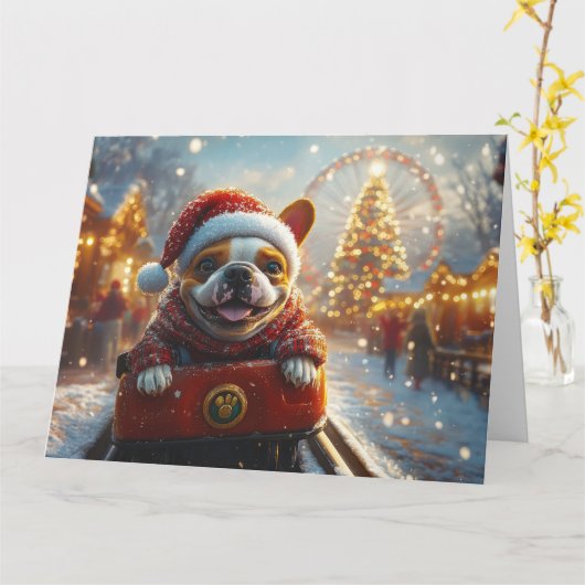 Bull Terrier Hondenroller Onderzetter Kerst Kaart (Gele Bloem)