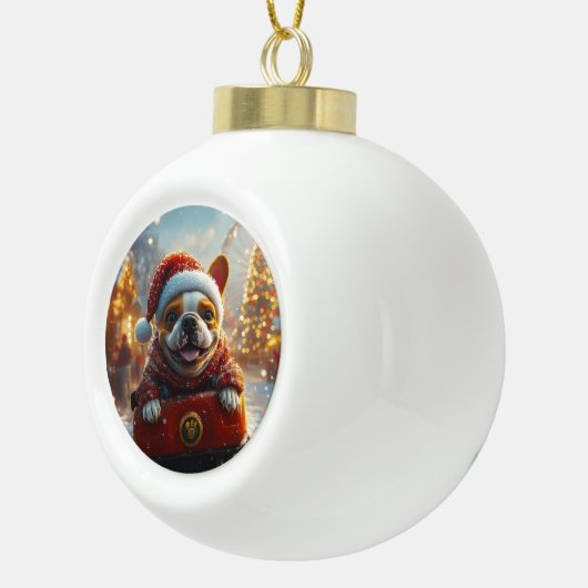 Bull Terrier Hondenroller Onderzetter Kerst Keramische Bal Ornament (Rechts)