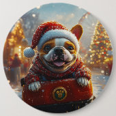 Bull Terrier Hondenroller Onderzetter Kerst Ronde Button 6,0 Cm (Voorkant)