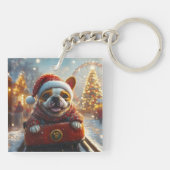 Bull Terrier Hondenroller Onderzetter Kerst Sleutelhanger (Achterkant)