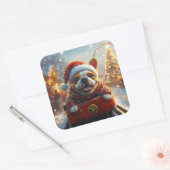 Bull Terrier Hondenroller Onderzetter Kerst Vierkante Sticker (Envelop)