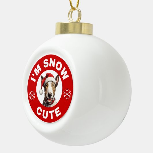 Bull Terrier Ik ben Sneeuw Schattige Keramische Bal Ornament (Rechts)