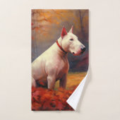 Bull Terrier in de herfst laat Herfst inspireren Bad Handdoek (Handdoek)
