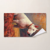 Bull Terrier in de herfst laat Herfst inspireren Bad Handdoek (Handdoek)