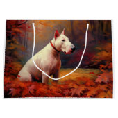 Bull Terrier in de herfst laat Herfst inspireren Groot Cadeauzakje (Voorkant)