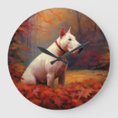 Bull Terrier in de herfst laat Herfst inspireren Grote Klok (Voorkant)