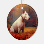 Bull Terrier in de herfst laat Herfst inspireren Keramisch Ornament (Links)