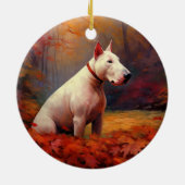 Bull Terrier in de herfst laat Herfst inspireren Keramisch Ornament (Achterkant)