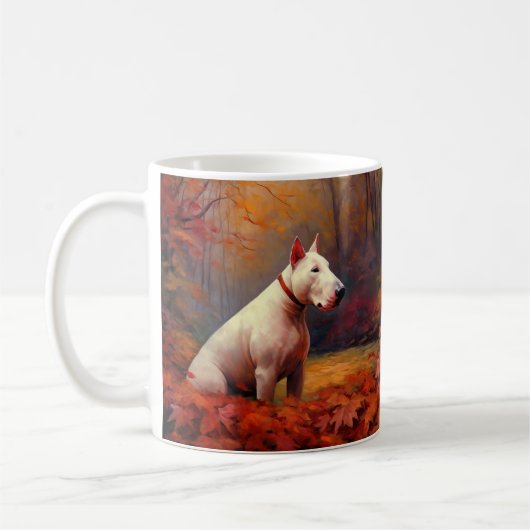 Bull Terrier in de herfst laat Herfst inspireren Koffiemok (Links)