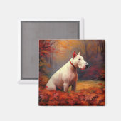 Bull Terrier in de herfst laat Herfst inspireren Magneet (Voorkant / Achterkant)