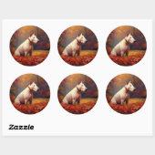 Bull Terrier in de herfst laat Herfst inspireren Ronde Sticker (Vel)