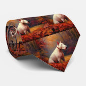 Bull Terrier in de herfst laat Herfst inspireren Stropdas (Opgerold)