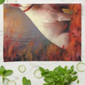 Bull Terrier in de herfst laat Herfst inspireren Theedoek (Gevouwen)