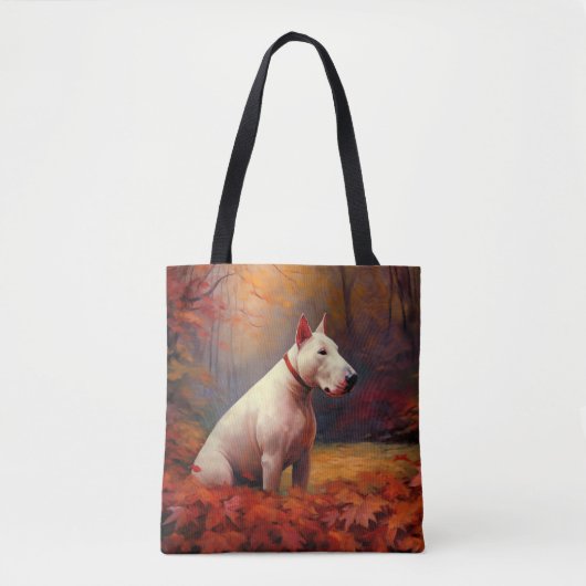 Bull Terrier in de herfst laat Herfst inspireren Tote Bag (Voorkant)