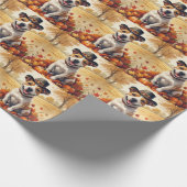 Bull Terrier in de herfst verlaat Thanksgiving kun Cadeaupapier (Hoek)