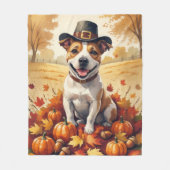 Bull Terrier in de herfst verlaat Thanksgiving kun Fleece Deken (Voorkant)