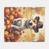 Bull Terrier in de herfst verlaat Thanksgiving kun Fleece Deken (Voorkant (Horizontaal))