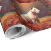 Bull Terrier in herfstbladeren val inspireert Cadeaupapier (Rol Hoek)