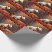 Bull Terrier in herfstbladeren val inspireert Cadeaupapier (Hoek)
