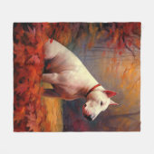Bull Terrier in herfstbladeren val inspireert Fleece Deken (Voorkant (Horizontaal))