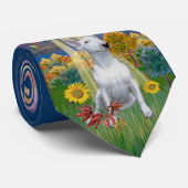 Bull Terrier in herfstzon (door JBF) Stropdas (Opgerold)