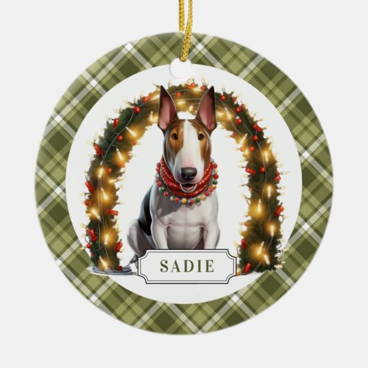 Bull Terrier Keramische Cirkel Ornament (Voorkant)