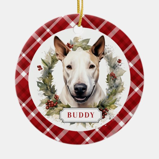 Bull Terrier Keramische Cirkel Ornament (Voorkant)