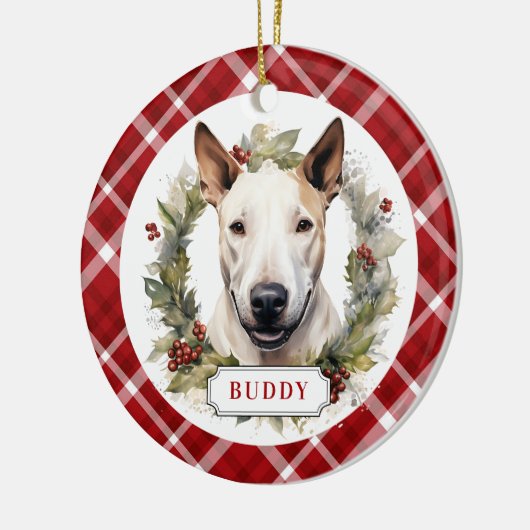 Bull Terrier Keramische Cirkel Ornament (Links)